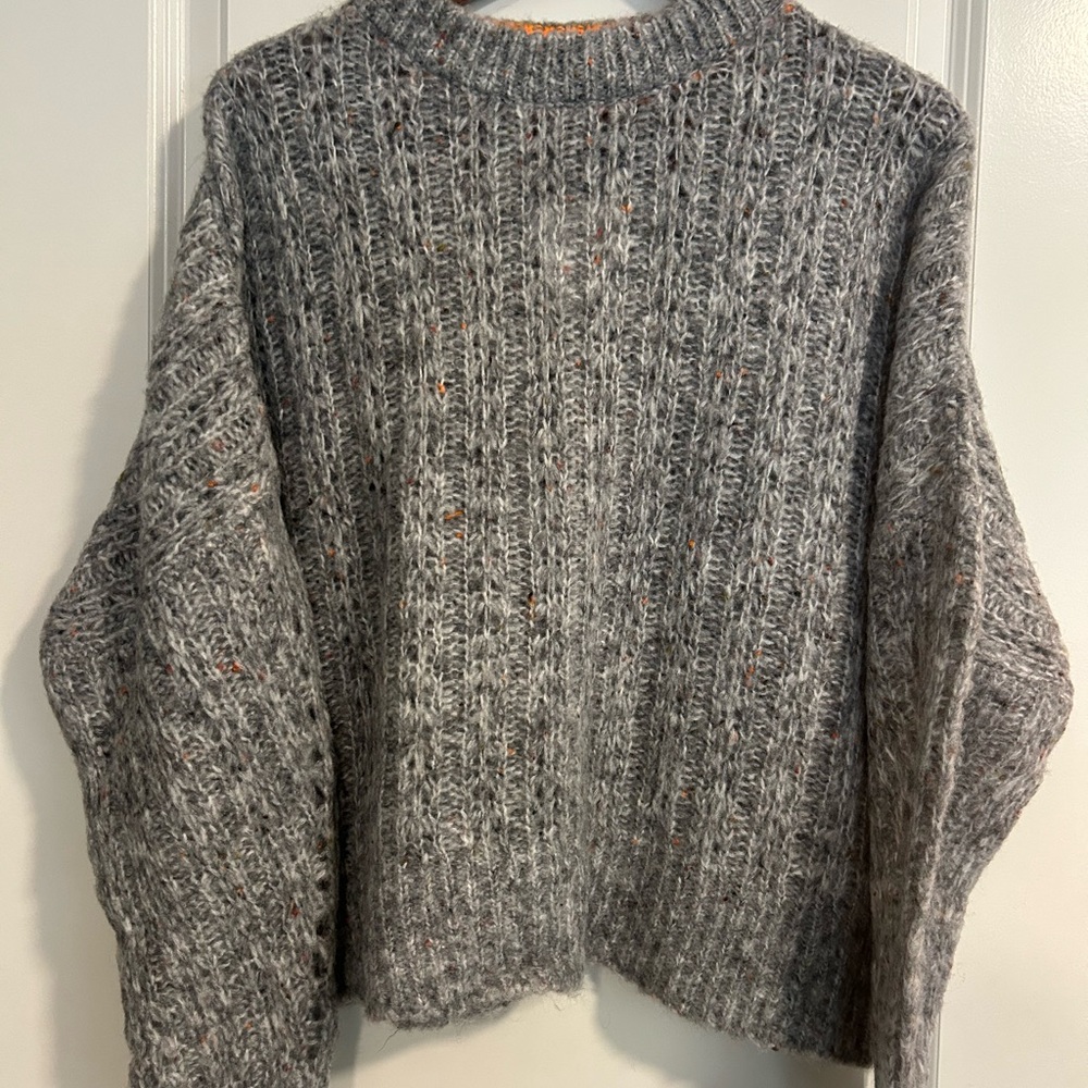 Topshop Gray and Orange Knit Sweater